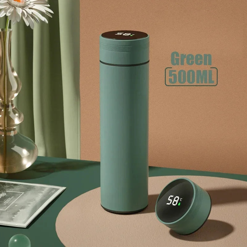 Edelstahl-Thermosflasche mit Smart-Temperaturanzeige 500ml | Grün