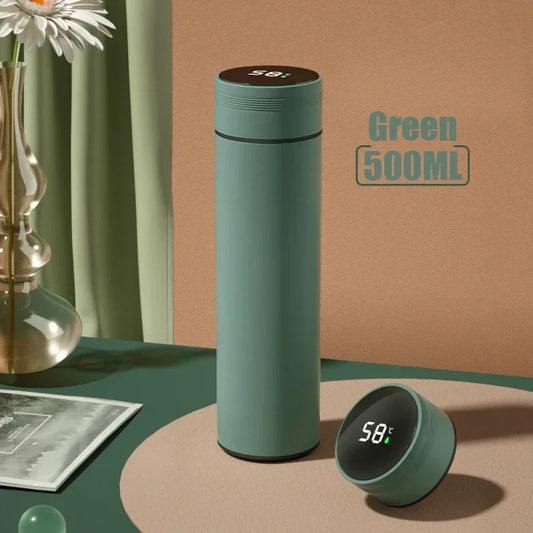 Edelstahl-Thermosflasche mit Smart-Temperaturanzeige 500ml | Grün