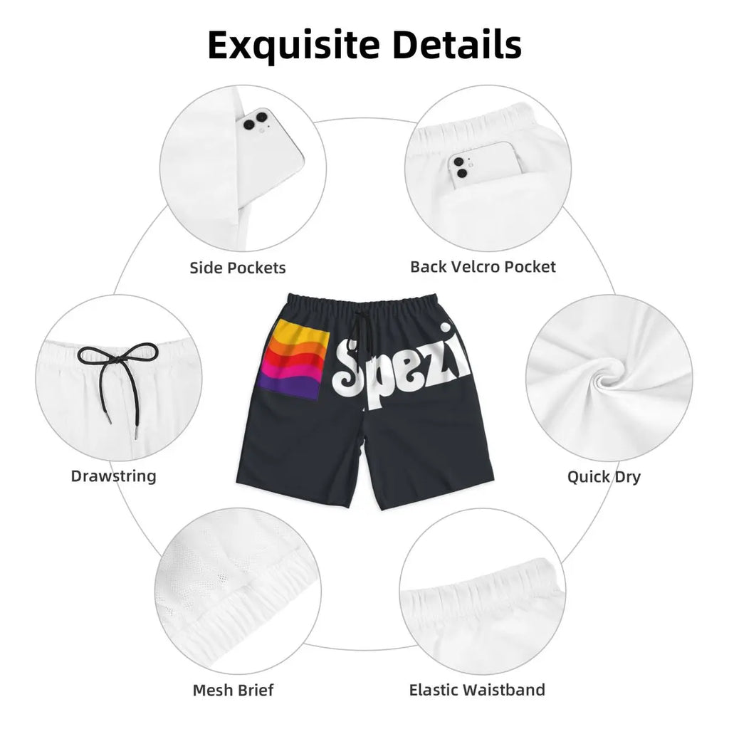 „Paulaner Spezi Badehose / Boardshorts für den Sommer – deutsches Erfrischungsgetränk-Design für Herren, sportliche Badeshorts mit schnelltrocknendem Material